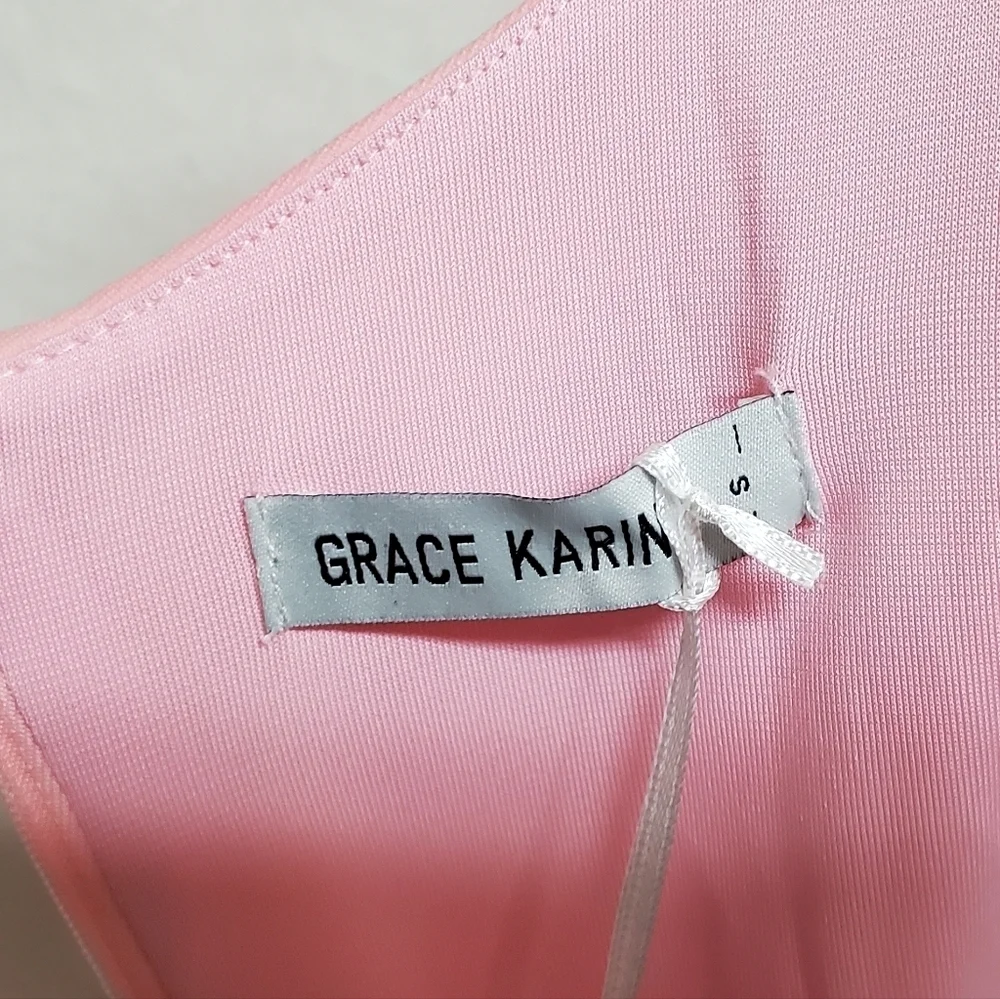 GRACE KARIN Women's Cocktail Bubblegum Pink Sleeveless Wrap V-Neck A-line Dress